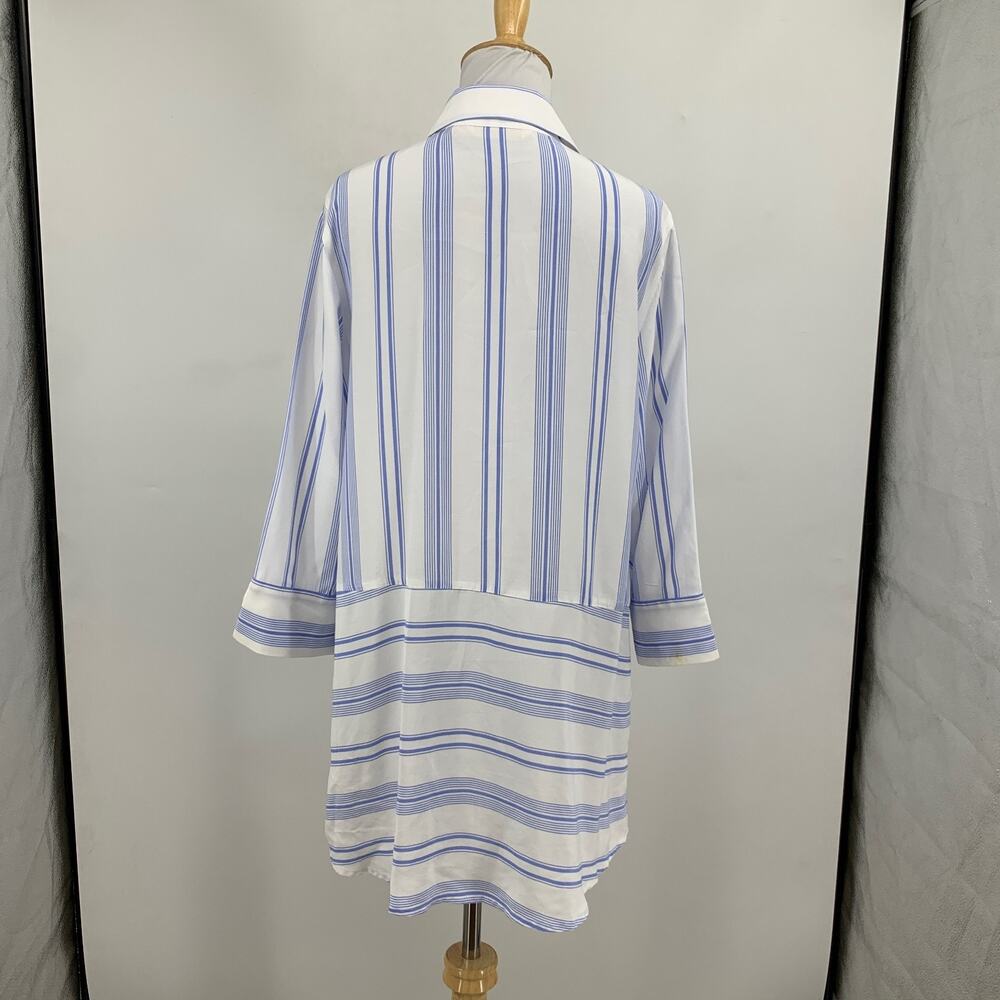 Soft Surroundings Shirt Womens S Small White Blue Ladson Striped Oversized Tunic - Picture 5 of 11
